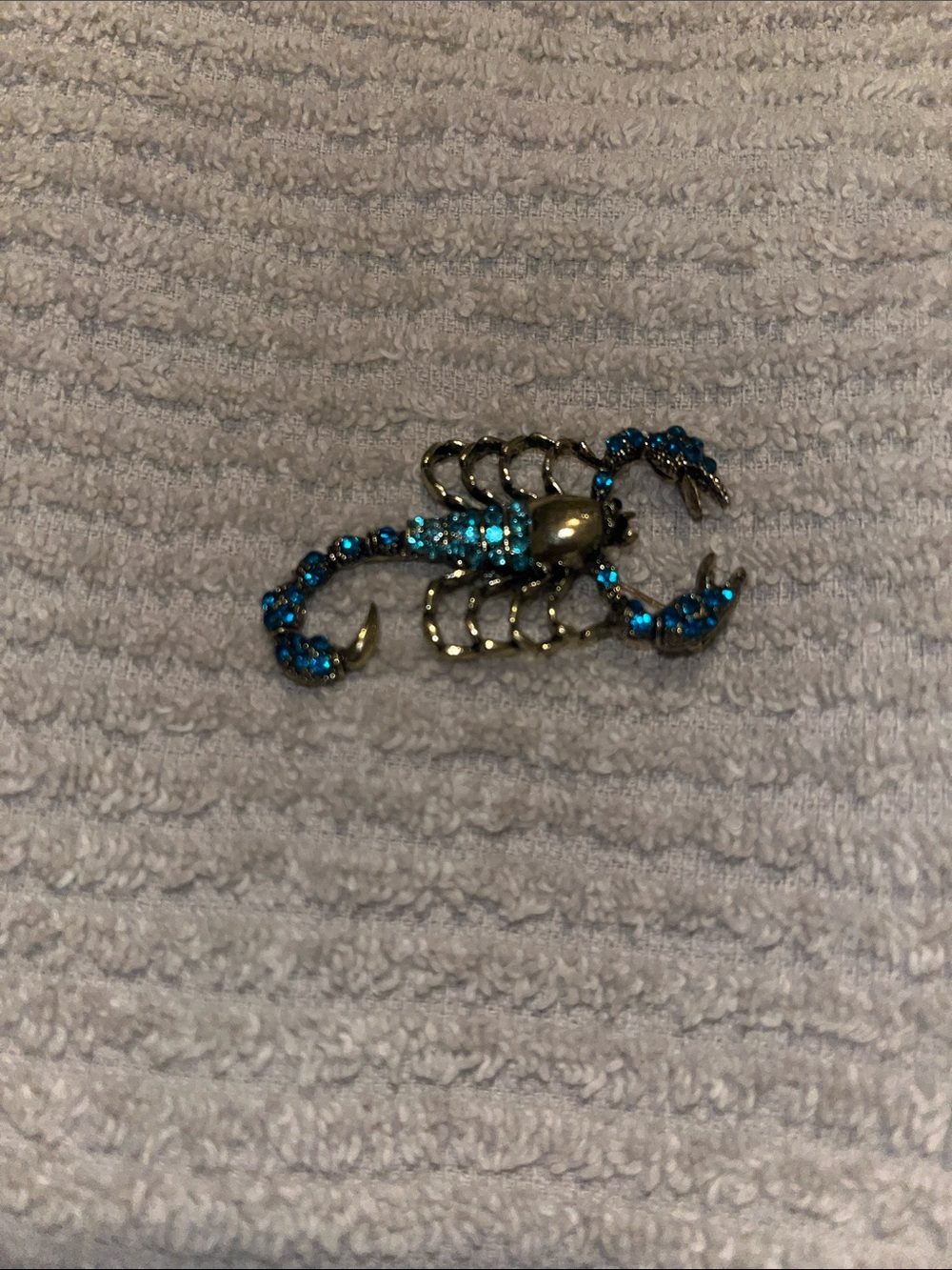 Source Unknown Blue Crystal Scorpion Brooch Pin